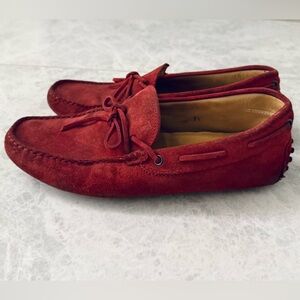 TODS Red Suede luxury Loafers – EU 7.5 (US Women 9.5 / US Men 8.5)